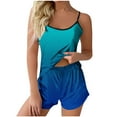 thumbnail image 3 of abtuhar Womens Pjs Sets,Pajamas Sets for Women 2pc,Womens Gradient Sling Sleeveless Tank Splicing Shorts Casual Pajamas Set Sky Blue L, 3 of 5