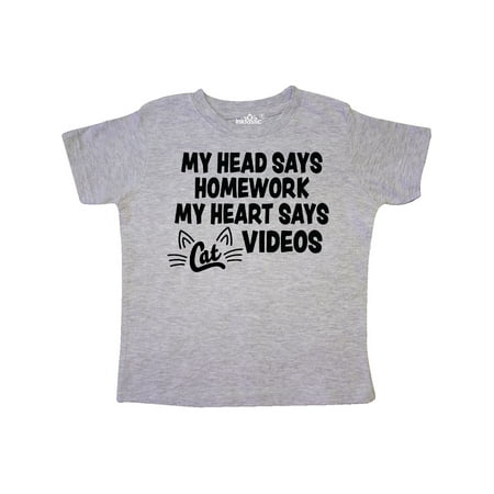 

Inktastic My Head Says Homework My Heart Says Cat Videos Gift Toddler Boy or Toddler Girl T-Shirt