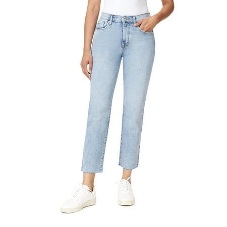 kensie Jeans Women's The Allie High-Rise Slim Straight Raw Hem 27-Inch Inseam, Lismore, 8