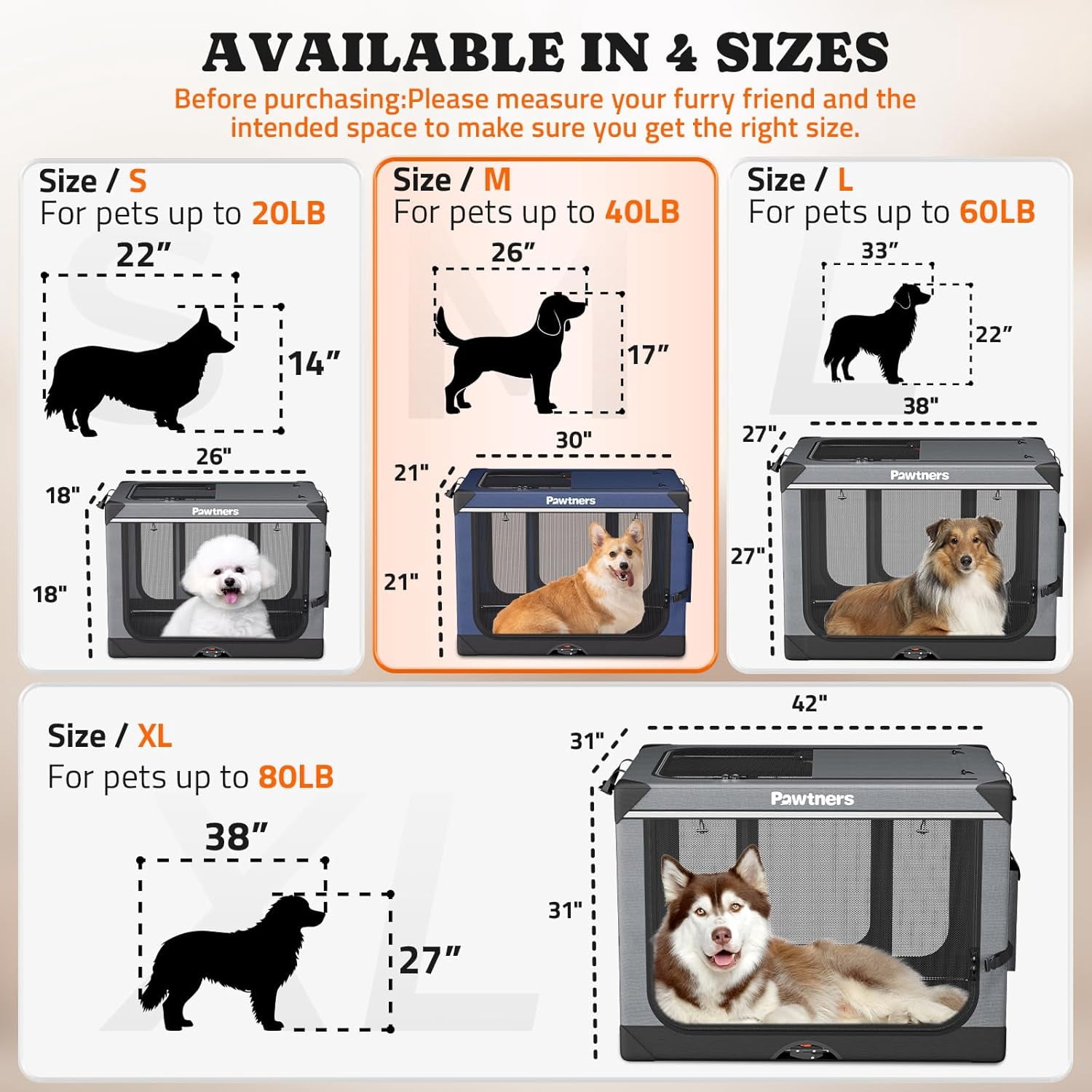 Collapsible Dog Crate 30 Inch Soft Sided Travel Kennel with Mat for Medium Dogs