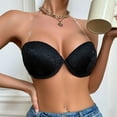 thumbnail image 4 of Bigersell Women Push up Bandeau Bra with Underwire Strapless Bras Floral Lace Comfortable Padded Tube Tops Bra Black L, 4 of 7