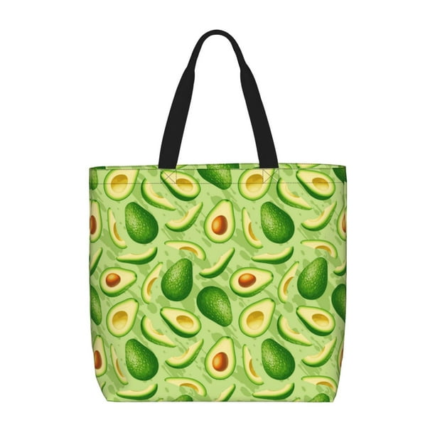 Fotbe Green Avocado Bolsa Tote con Estampado para Mujer, Bolsos con Cremallera, Bolsa de Hombro Casual de Gran Capacidad con Bolsillos Internos