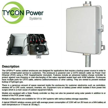 Tycon Power UPS-PL1212-36 UPSPro 12V 36Ah Battery Solar Ready 24hr backup 14W