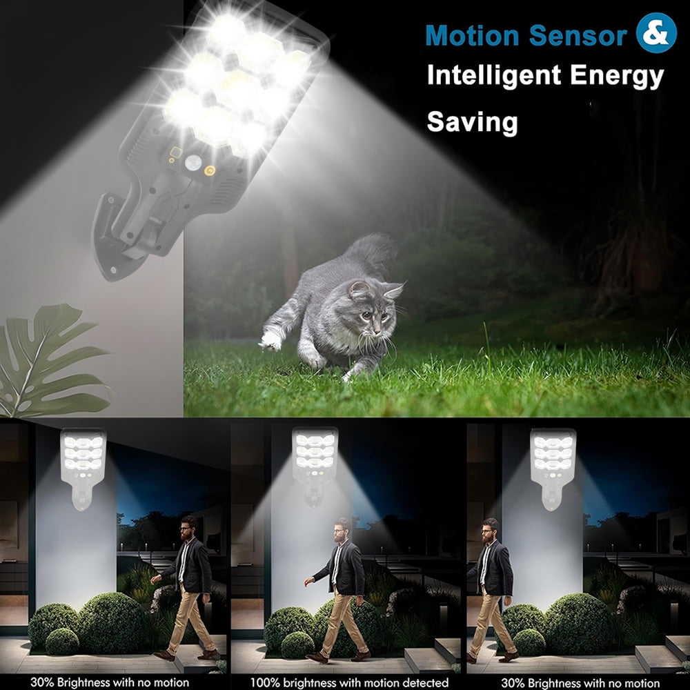 2 Pack Solar Street Light, 1600W LED Motion Sensor Solar Street Lights for Outside, Waterproof Solar Outdoor Flood Lights with Remote Control