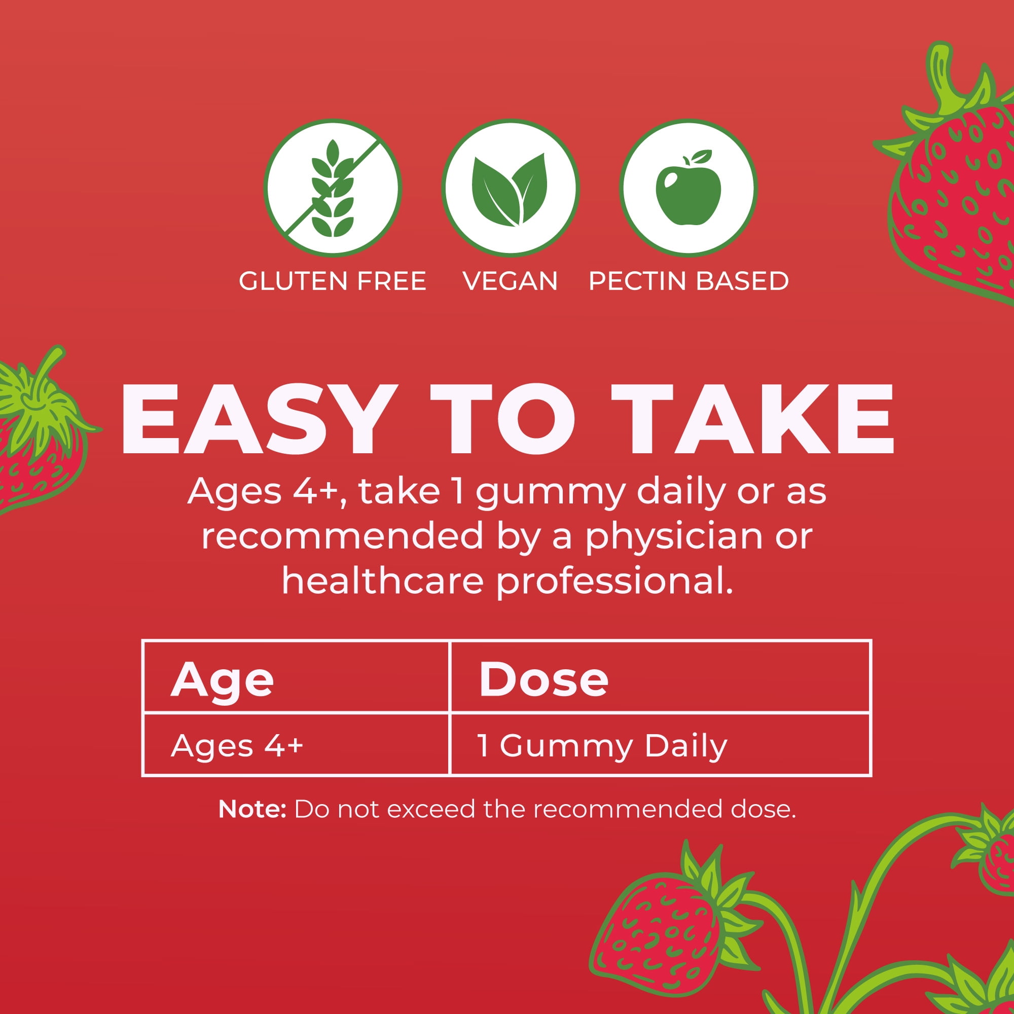 MaryRuth's Vitamin D3 + B12 Gummies Strawberry Flavor, Vegan, Non-GMO, for Adults & Kids, 60 Count