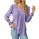 thumbnail image 1 of Blusa de mujer con cuello cuadrado y mangas abullonadas - Top informal con pliegues en la parte delantera - Rayón/poliéster/spandex - S-XXL - Trabajo/cita/salida nocturna, 1 of 6