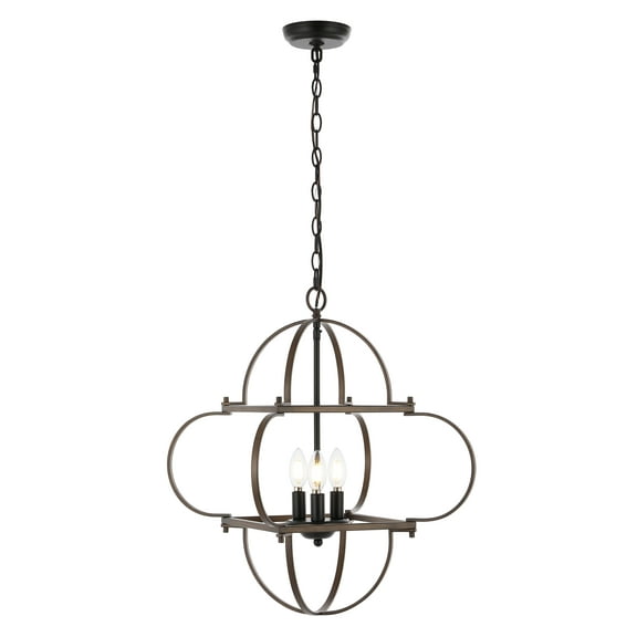 SAFAVIEH Galvin 3-Light LED Black Iron Pendant Light with Shade