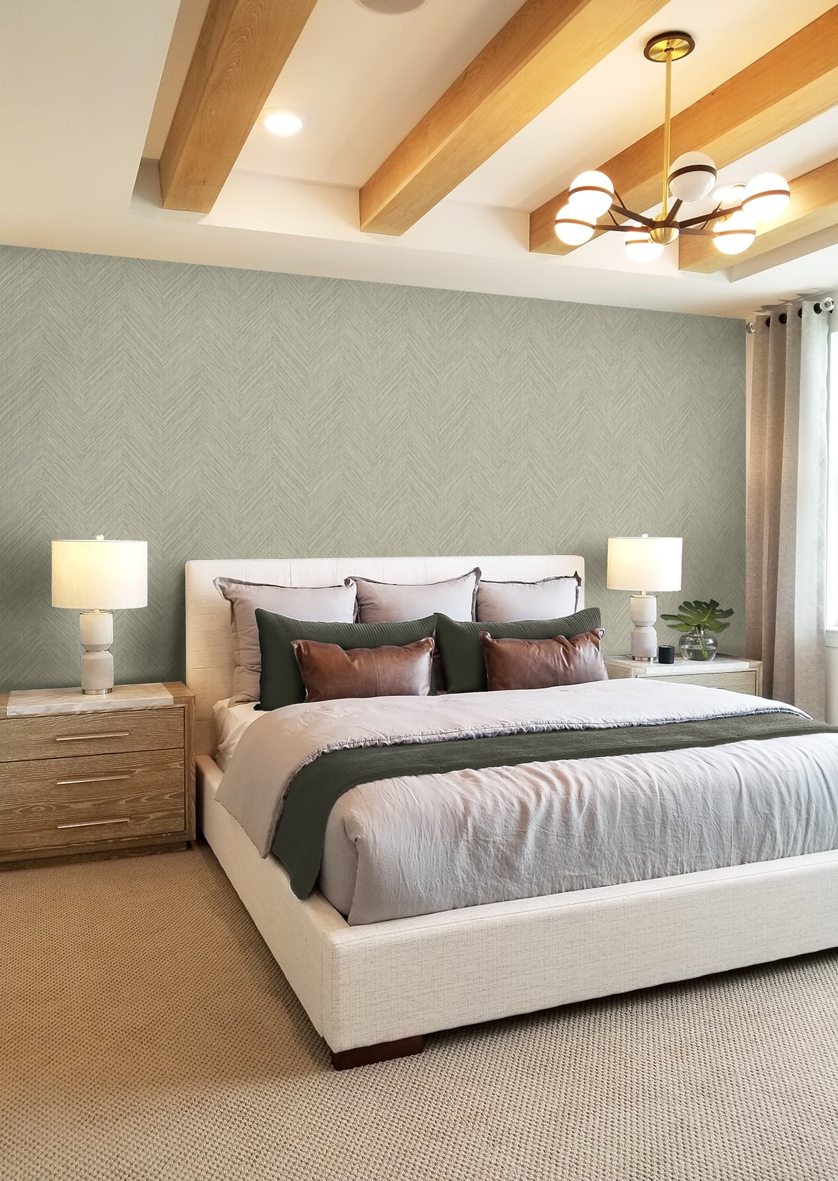 NextWall Neutral Chevron Stripe Peel and Stick Wallpaper