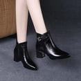 thumbnail image 4 of NECHOLOGY Botas Mujer Zapatos Botines para mujer Botines de de otoño para mujer, tacón grueso, tacón medio, Color sólido, punta estrecha, cremallera lateral, estilo informal (Black, 7), 4 of 7