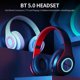 thumbnail image 1 of Foldable BT 5.0 Headset Wireless&Wired Headset with Breathing Light Support TF Card Playing Stretchable Headband, Black&Red, 1 of 5