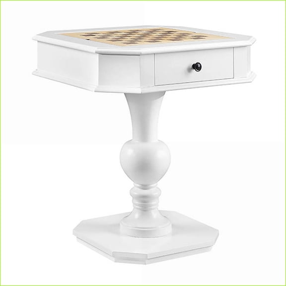Game Table Traditional White with 2 Drawers | White | Wood