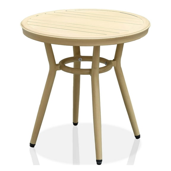 Furniture of America Cruz Round Patio Side Table, Natural Tone