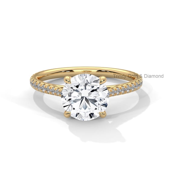 2ct Round Cut Moissanite Engagement Ring, Moissanite Round Engagement Ring, Wedding Ring, Anniversary Ring, 14K Yellow Gold Plated , 6 Prongs Ring