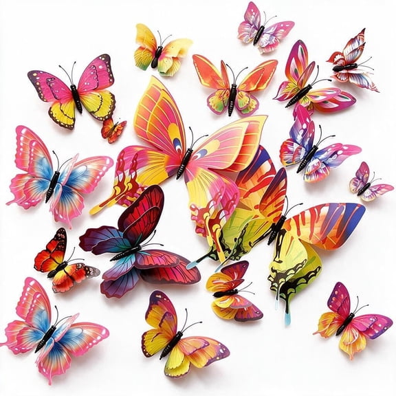 3D Butterfly Wall Decor 48 Pcs Magnetic Stickers Multi-Color DIY Art Decals for Party Decoration
