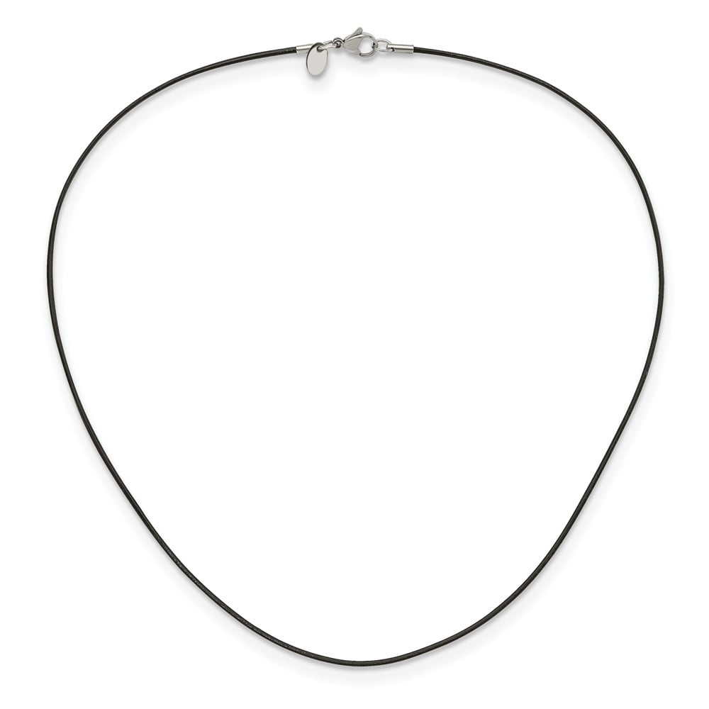 Stainless Steel Cord & Leather Chain Necklace Chisel Black 18 inch 1.5 mm