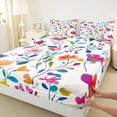 thumbnail image 3 of Manfei Watercolor Floral Full Size Sheets for Kids, Rustic Groovy Bed Sheets, Farmhouse Daisy Flower Sheet Sets, Breathable Home Decor, 4pcs, 3 of 7