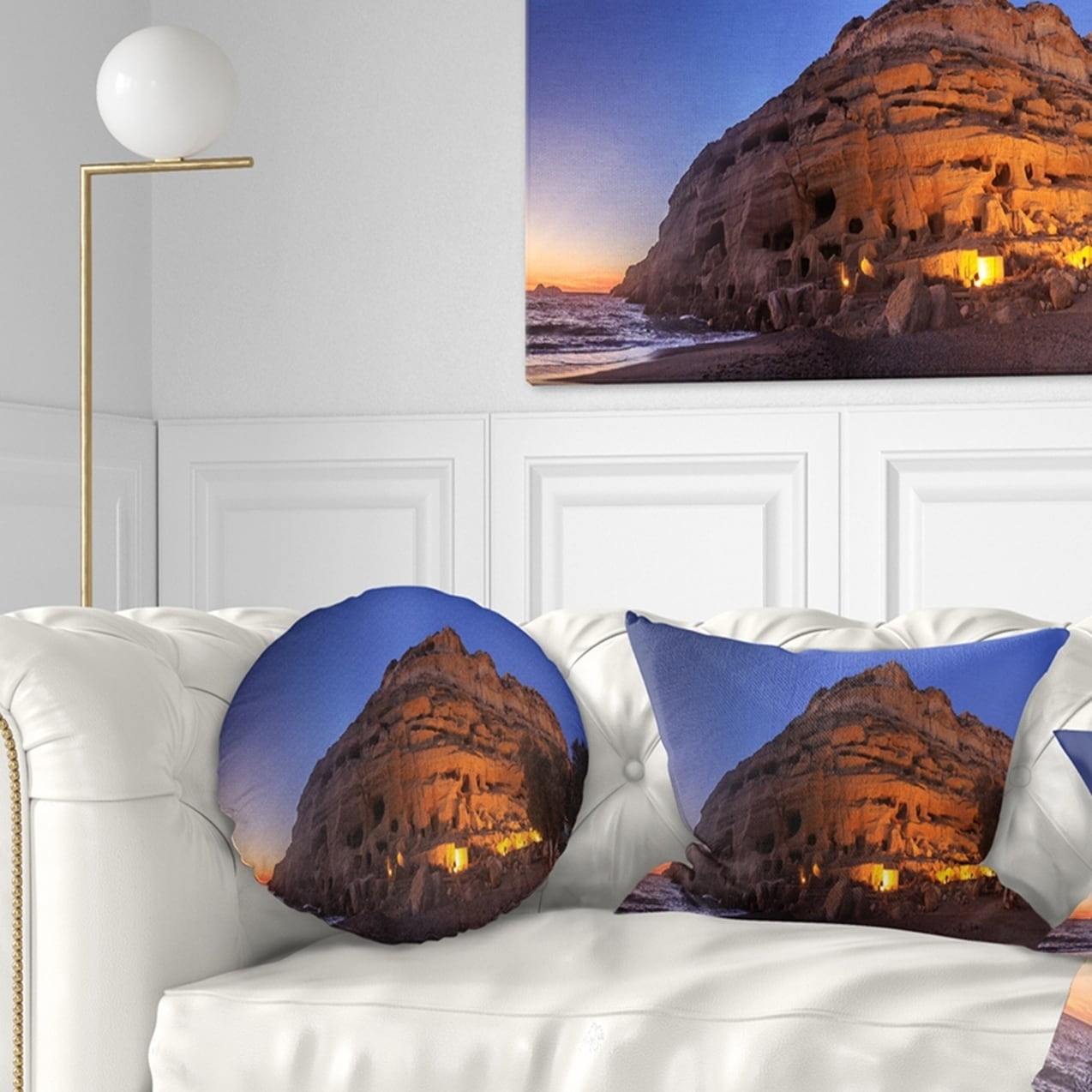 Design Art Designart Sunset On The Matala Beach Greece Seashore Throw Pillow Walmart Com Walmart Com