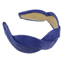 Unique Bargains 1 Pc Fashion Straw Wide-side Headband for Women for Girls 6.30"x2.17" Deep Blue