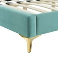 thumbnail image 5 of Platform Bed Frame, Twin Size, Velvet, Blue, Modern Contemporary Urban Design, Bedroom Master Guest Suite, 5 of 10