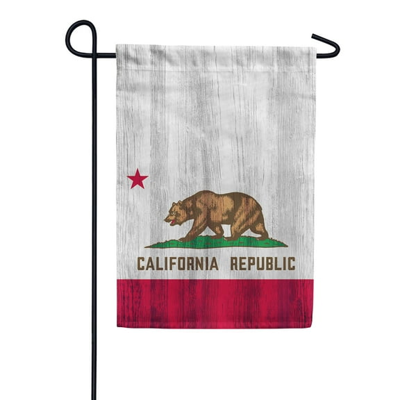 America Forever California State Flag 12.5 x 18 Inch Double Sided Outdoor Yard Decorative USA Vintage Wood State of California Garden Flag, Made in the USA