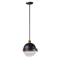 Maxim 10187OIAB 12 in. Portside One-Light Outdoor Pendant, Oil Rubbed Bronze & Antique Brass