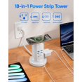 thumbnail image 3 of Protector contra sobretensiones Power Strip Tower kakyanill 9 AC 8 USB, color blanco, 3 of 8