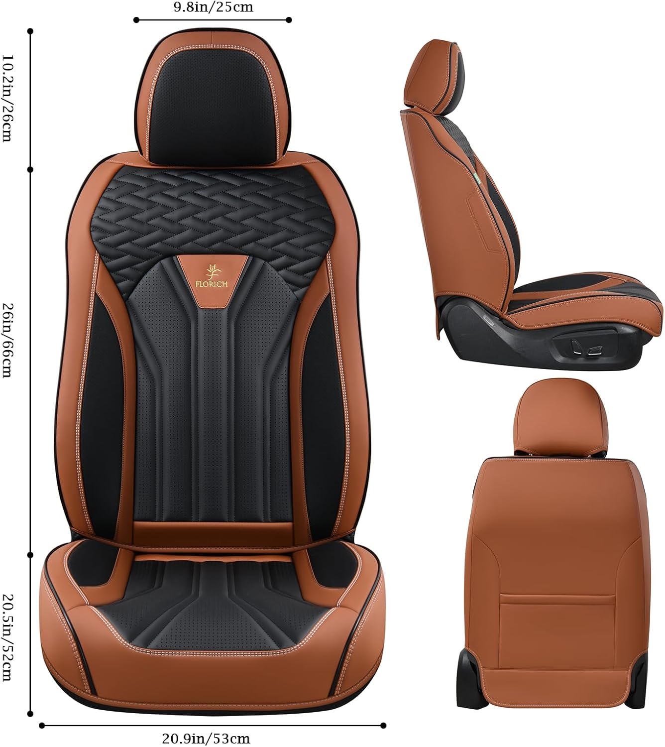 FLORICH Leather Car Seat Covers, Full Set, Brown Black photo 4