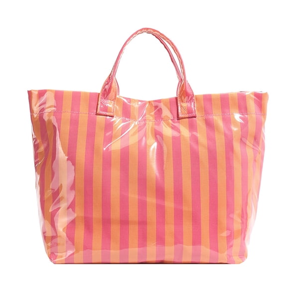 Striped Tote Bag for Women, Waterproof Lightweight Large Capacity Handbag, Fashionable Reusable Shopping Bag for Work, Travel, Beach, Gym & Daily Use