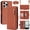 Brown, variant on Rugged Wallet Case for iPhone 16 Pro Max, PU Leather + TPU Phone Cover with Shoulder Strap Kickstand Zipper Pocket Card Slots Cash Pocket RFID Blocking & Hidden Make-up Mirror, Brown