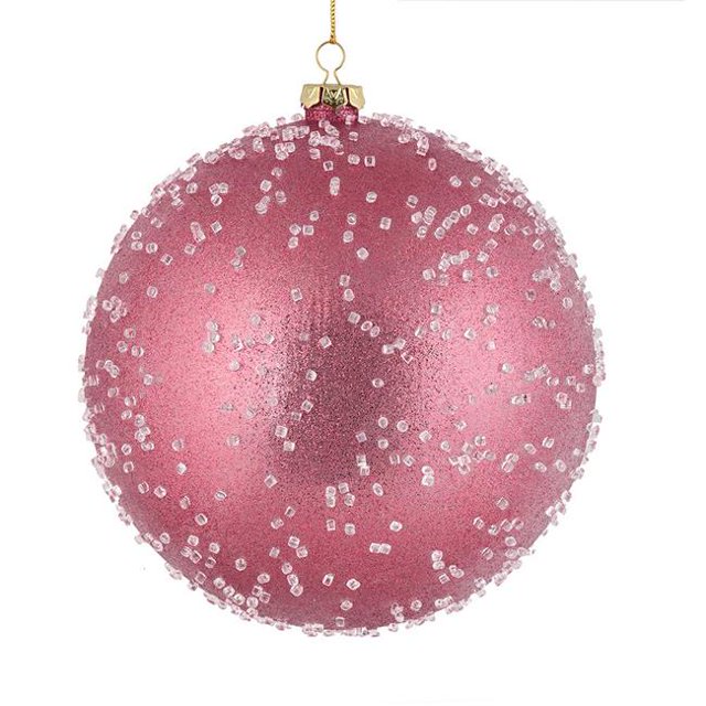Vickerman N185445 8 in. Mauve Ice Ball Ornament 2 per Bag