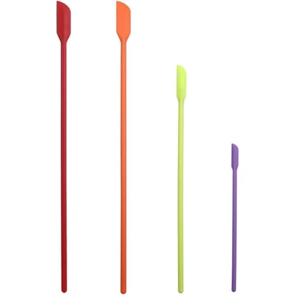 Mini Spatula Silicone Small for Makeup Spatula- Thin Jar ,for Thin Jar/Kitchen Bottles/Cosmetic Bottles 4Pack (Multicolor) - Multi-Functional High-Efficiency Design for Modern Kitchen H