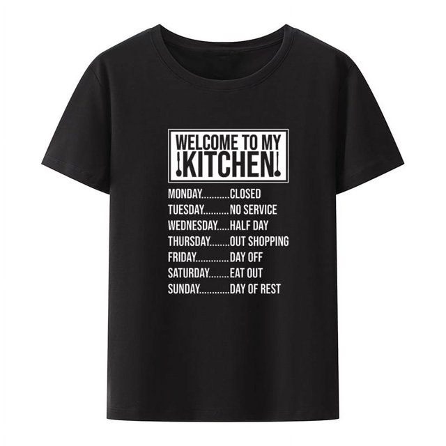 Camiseta con estampado de "Bienvenido a mi cocina", divertida camiseta de moda callejera, camisas y blusas Ulzzang de cuello redondo, par de hip-hop, humor.
