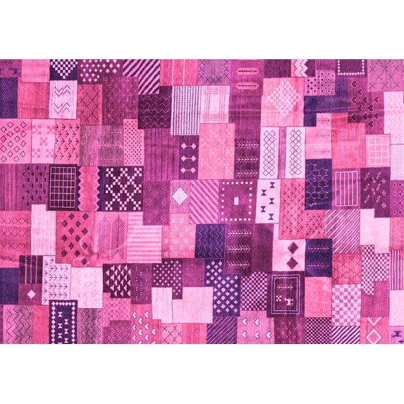 Ahgly Company Indoor Rectangle Checkered Pink Modern Area Rugs, 2' x 3'