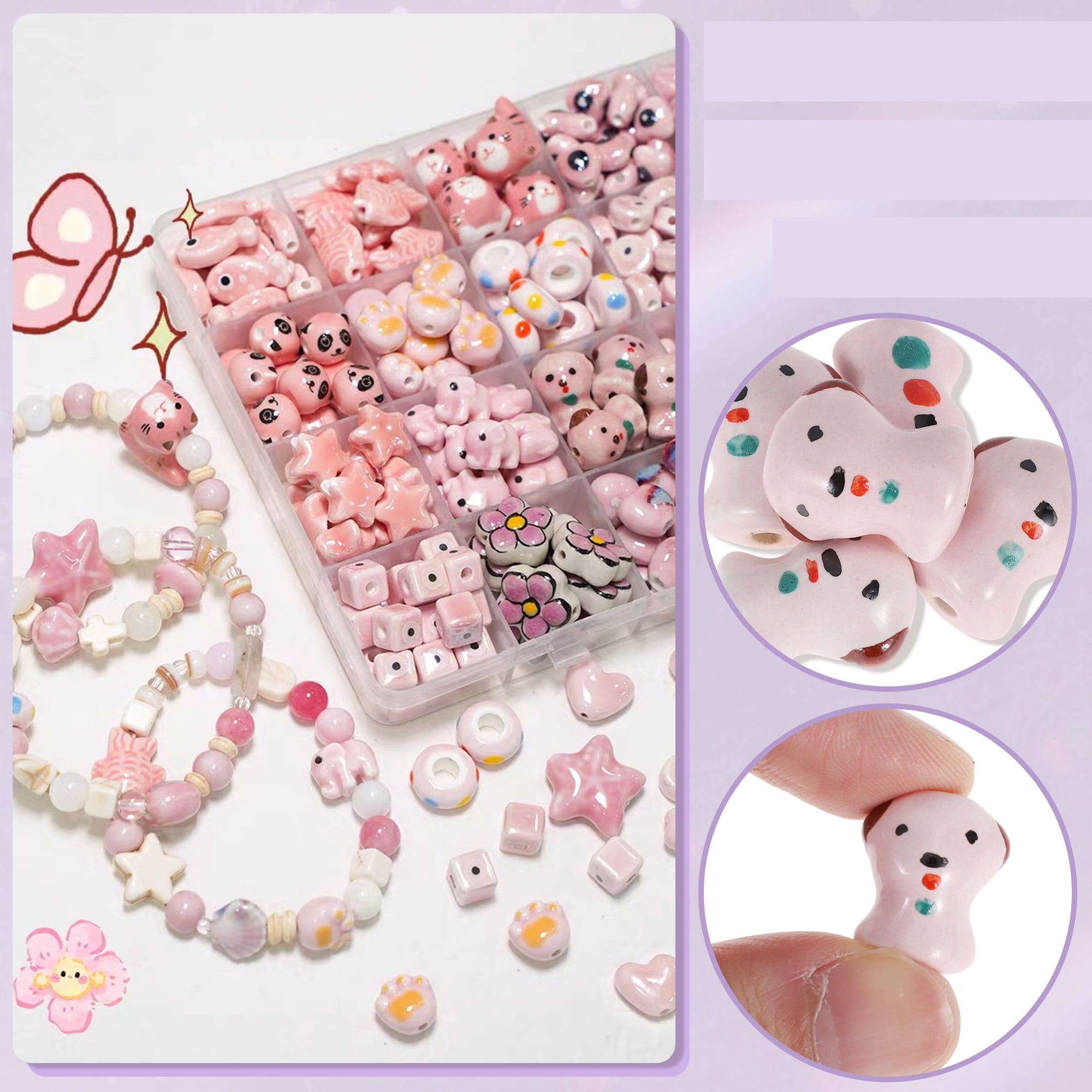 Unique Bargains Versatile Aesthetic Ceramic Beads for Jewelry Making Puppy Shape