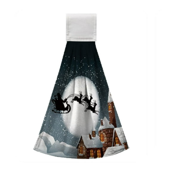 LYINGF Christmas Hanging Kitchen Towels - Festive Buffalo Grid Red Truck and Tree Design Handkerchiefs with Hanging Loop, Quick-Drying Towels for Kitchen and Bathroom