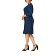 thumbnail image 3 of Seek No Further Women’s Plus Size Ponte ¾ Sleeve V-Neck Wrap Dress, 3 of 9