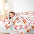 thumbnail image 6 of Manfei Orange Groovy Floral Queen Comforter Set for Kids, Rustic Plant Botanical Bedding Sets, Kawaii Cartoon Reversible Bedding Comforter Set, Breathable Home Decor, 3 Pieces, 6 of 9