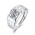thumbnail image 1 of Adjustable 2ct Moissanite Engagement Rings for Men Round Cut D Color VVS1 Sterling Silver Diamond Rings Moissanite Wedding Rings with Certificate, 1 of 8