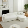 thumbnail image 2 of 109.4" Modular Sectional Sofa Couch, L-Shape Modern Boneless Cloud Couch with 2 throw pillows, Luxury Chenille Curved Back Sofa Couches for Living Room, Apartment, Beige, 2 of 8