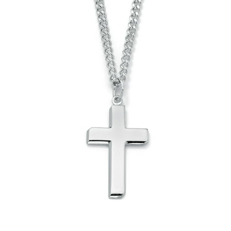 cross chain pendant silver necklace stainless sterling mens steel jewelry pendants plated palmbeach link necklaces gold curb rhodium walmart watches