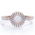 thumbnail image 1 of JeenMata Anillo de Compromiso de 1,75 Quilates con Ópalo Australiano de Corte Redondo y Moissanita, con Doble Halo y Engaste Pavé, Chapado en Oro Rosa de 18 K sobre Plata, 1 of 6