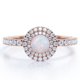 thumbnail image 1 of JeenMata Anillo de Compromiso de 1,75 Quilates con Ópalo Australiano de Corte Redondo y Moissanita, con Doble Halo y Engaste Pavé, Chapado en Oro Rosa de 18 K sobre Plata, 1 of 6