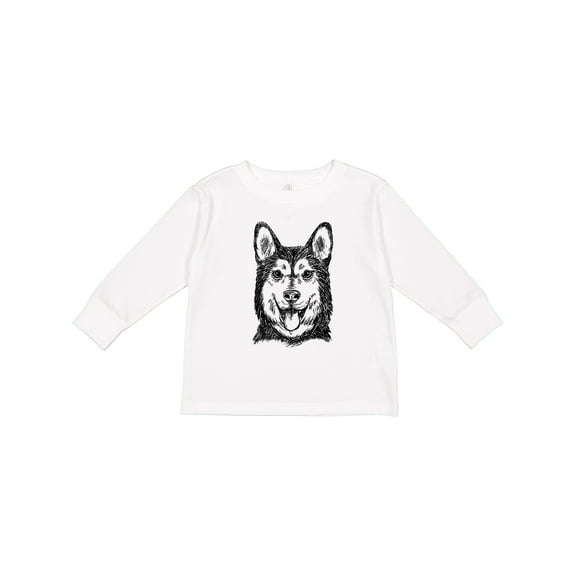 Inktastic Siberian Husky Sketch Portrait Boys or Girls Long Sleeve Toddler T-Shirt