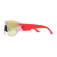 thumbnail image 3 of Boys Kids Rimless Shield Color Mirror Wrap Curved Sport Sunglasses Red - Orange Mirror, 3 of 4