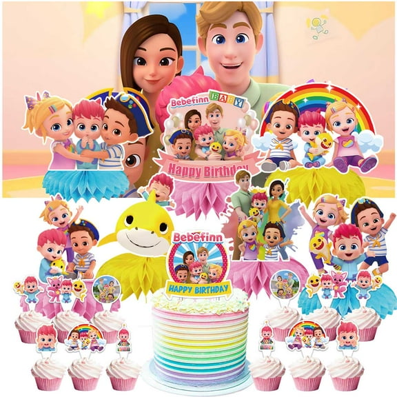 Bebe Playtime Party Decorations Decor Supplies Honeycomb Centerpieces Table Toppers Cake Toppers for Birthday Photo Props