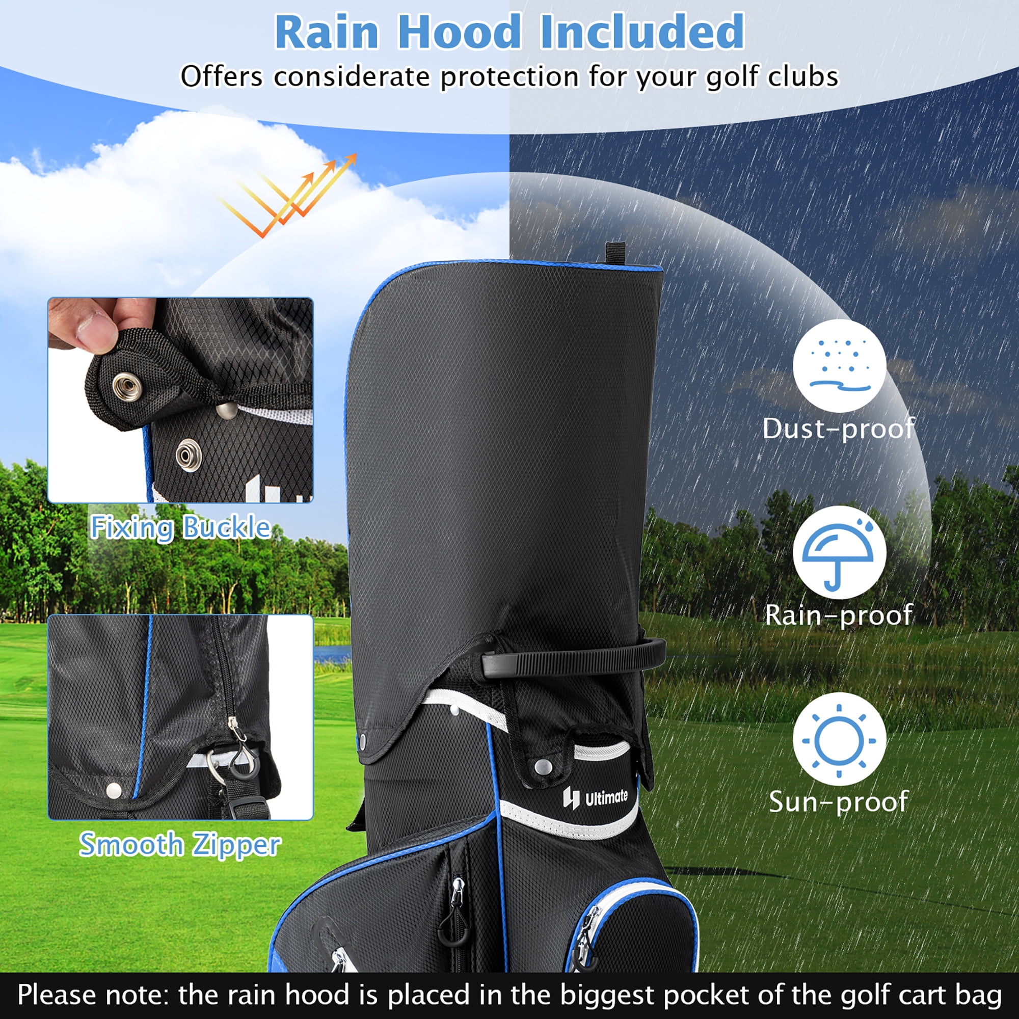 Gymax Golf Cart Bag Lightweight Golf Club Bag w/ 14 Way Dividers Top & Carry Handles Blue