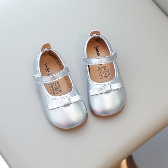 Willtoo Toddler Little Girls Dress Shoes Mary Jane Flats Wedding School Shoes with Bowknot Comfy Faux Leather Princess Shoes