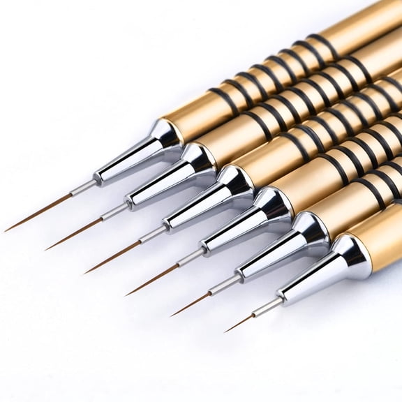 ACDANC Nail Art Liner Brushes Set,6Pcs Nail Art Design Brush Striping Thin Long Lines Dotting Drawing Pen,Uv Gel Polish Painting Metal Handle Striper Brushes Size 5/7/9/11/20/25Mm