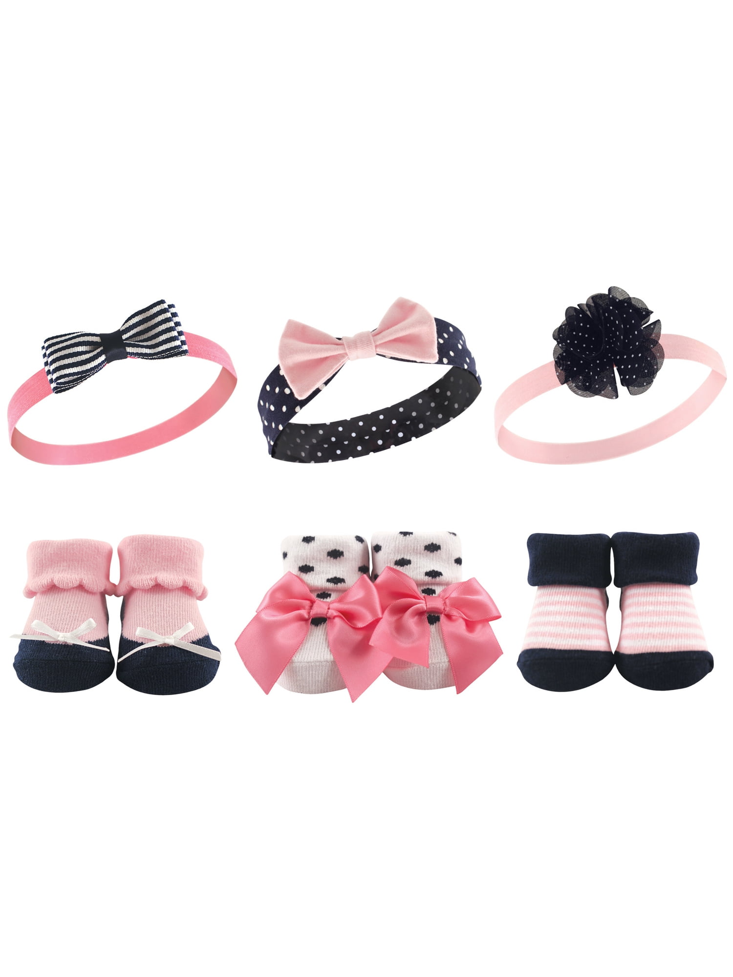 Hudson Baby Girl Headband & Socks Giftset, 6pc