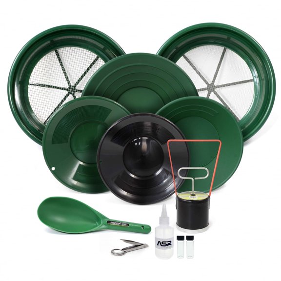 ASR Outdoor Gold Rush Gold Prospecting Kit Classifiers Vials Sifting Pans - 11pc